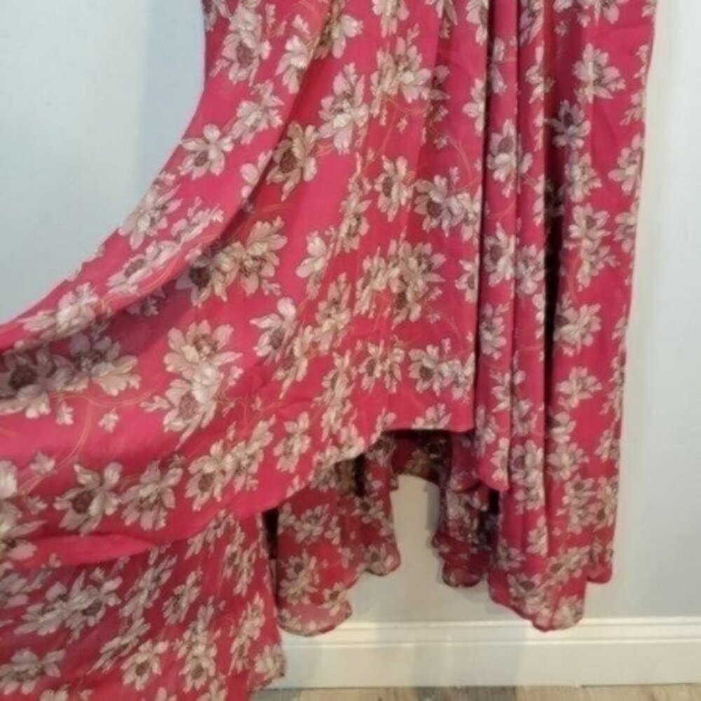 Sharagano Floral Faux Wrap Midi Dress Pink Plus NWT - Picture 8 of 14